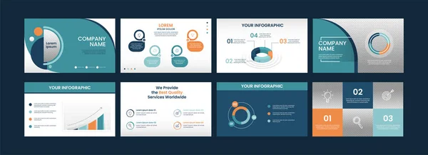 Diseño Plantillas Infografía Empresarial Con Diagrama Gráfico Ocho Opciones — Archivo Imágenes Vectoriales