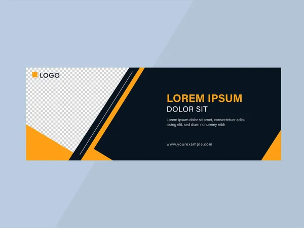 Banner Pubblicitario Design Intestazione Con Spazio Copia Colore Blu Bianco — Vettoriale Stock