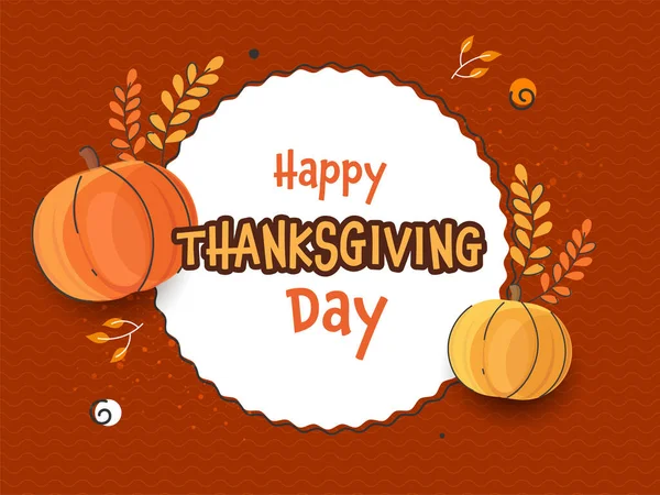 Gelukkige Thanksgiving Day Concept Met Pompoenen Herfst Bladeren Donkere Oranje — Stockvector