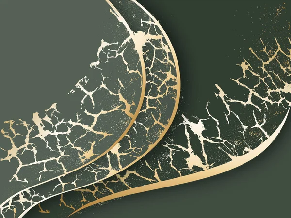 Абстрактная Текстура Мрамора Фон Зеленом Золотом Цвете — стоковый вектор