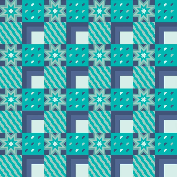 Turquoise Color Seamless Abstract Geometric Pattern Background Square Shape — Stock Vector