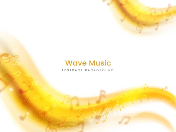 Absztrakt Wave Music Notes Háttér Fehér Arany Színű — Stock Vector