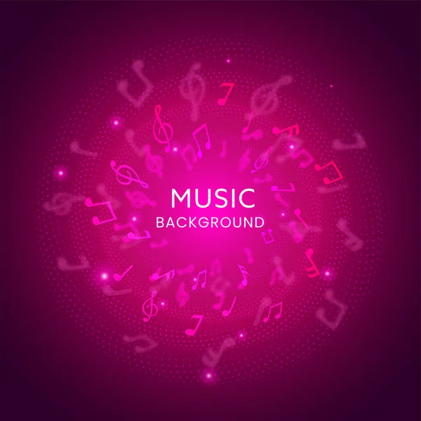 Abstract Music Notes Background Pink Lights Effect — Stock Vector