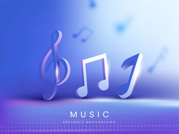 Rendering Music Notes Light Effect Blue Abstract Background — Stock Vector