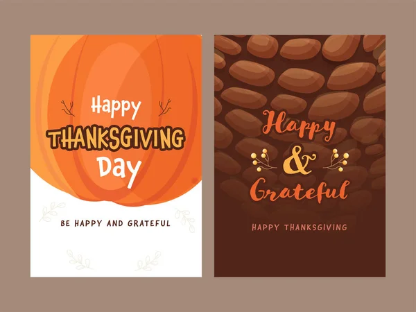 Happy Thanksgiving Day Grußkarte Oder Vorlage Design Zwei Farboptionen — Stockvektor