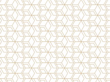 Soyut Geometrik Kusursuz Desensiz Arkaplan Altın ve Beyaz Renkli.