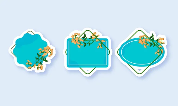 Sticker Στυλ Κενό Floral Πλαίσιο Τρεις Μορφές — Διανυσματικό Αρχείο