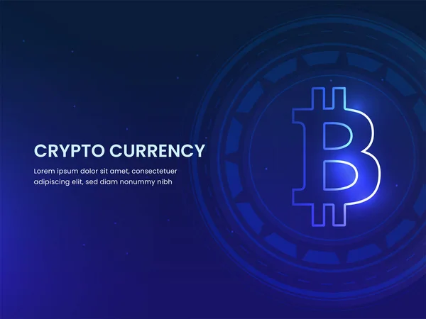 Criptomoeda Conceito Baseado Web Template Design Com Bitcoin Futurista Fundo —  Vetores de Stock