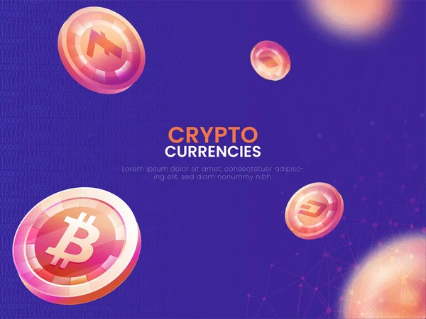 Crypto Valutor Konceptbaserad Affischdesign Dekorerad Med Mynt Illustration — Stock vektor