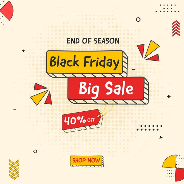 Black Friday Big Sale Poster Design Discount Offer Beige Halftone — Stock Vector