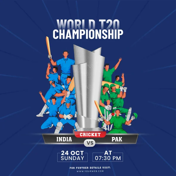 World T20 Championship Konzept Mit Silver Trophy Cup Und Teilnehmendem — Stockvektor