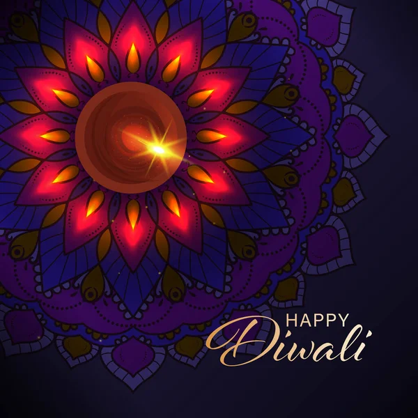 Happy Diwali Celebration Concept Met Uitzicht Lit Oil Lamp Diya — Stockvector