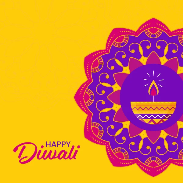 Happy Diwali Feier Hintergrund Mit Bunten Rangoli Oder Mandala Muster — Stockvektor