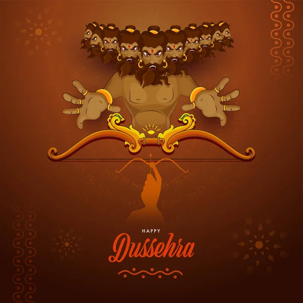 Happy Dussehra Celebration Concept Demon Rvana Vermoord Door Lord Rama — Stockvector