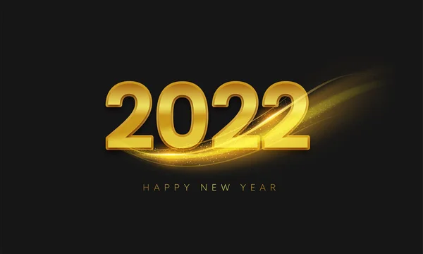 Золотой 2022 Новый Год Частицами Черном Фоне — стоковый вектор