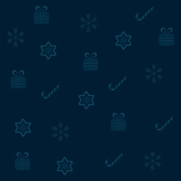 Fondo Azul Decorado Con Cajas Regalo Bastón Caramelo Copo Nieve — Archivo Imágenes Vectoriales