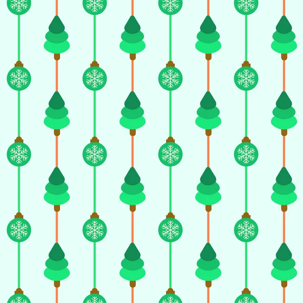 Green Xmas Tree Baubles Seamless Pattern — стоковый вектор