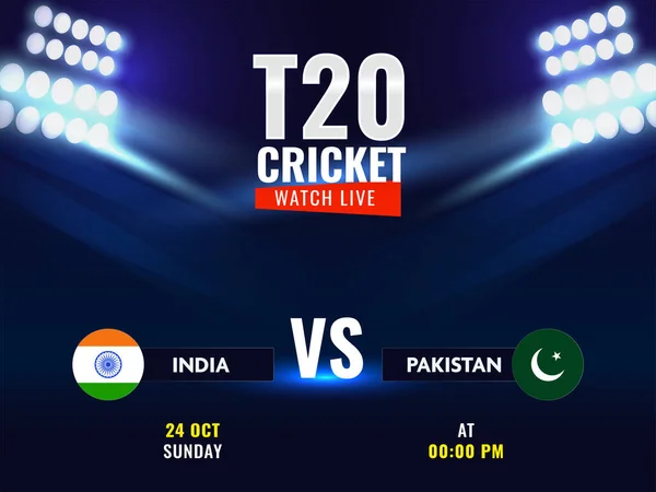 T20 Cricket Watch Live Show Der Teilnehmenden Teams Indien Gegen — Stockvektor