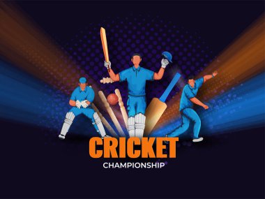 Kimliği Olmayan Kriket Şampiyonası Oyuncuları Eflatun YarıTonlama Arkaplanında Eylem Pozu Verdi.