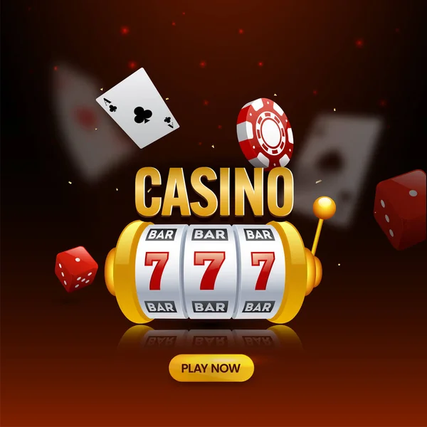 Casino Background Slot Machine Dice Poker Chip Ace Cards — стоковий вектор