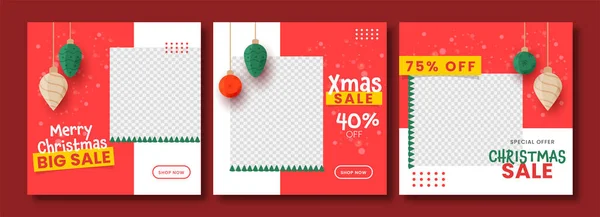 社交媒体销售贴或印有宝物的模板 挂上并复制空间 以庆祝圣诞快乐 — 图库矢量图片
