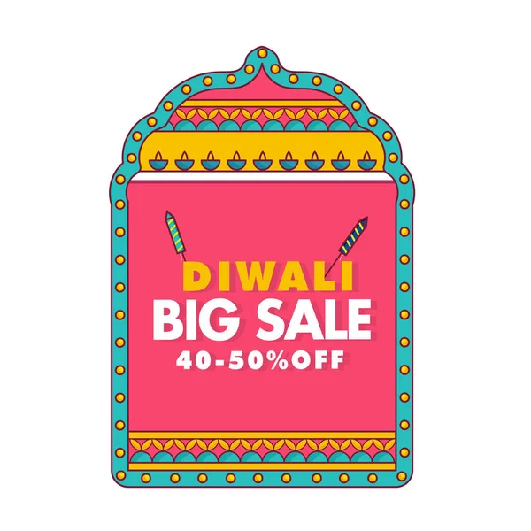Diwali Big Sale Affiche Modèle Design Avec Offre Réduction Sur — Image vectorielle