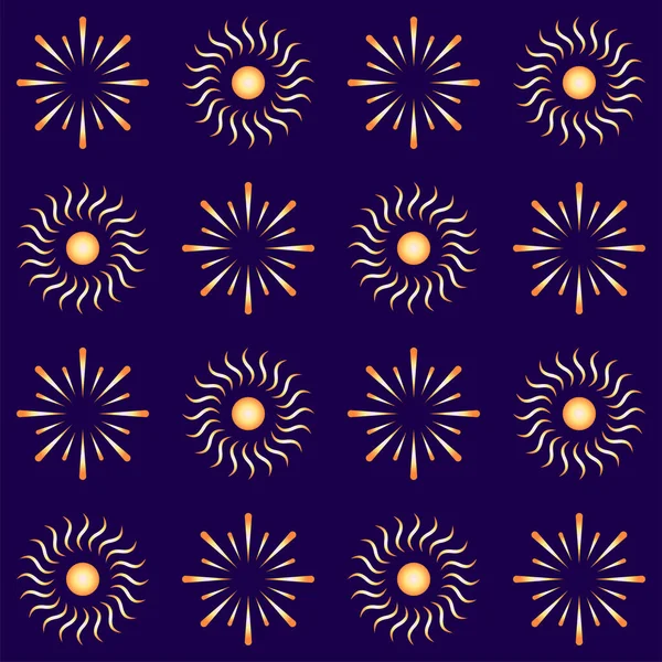 Repeat Less Fireworks Pattern Background Orange Blue Color — Stock Vector