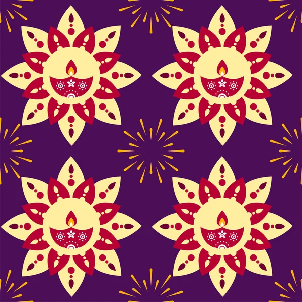 无缝Diwali主题模式背景 — 图库矢量图片