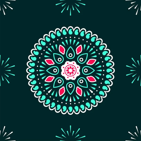 Mandala Pattern Green Fireworks Background — стоковий вектор