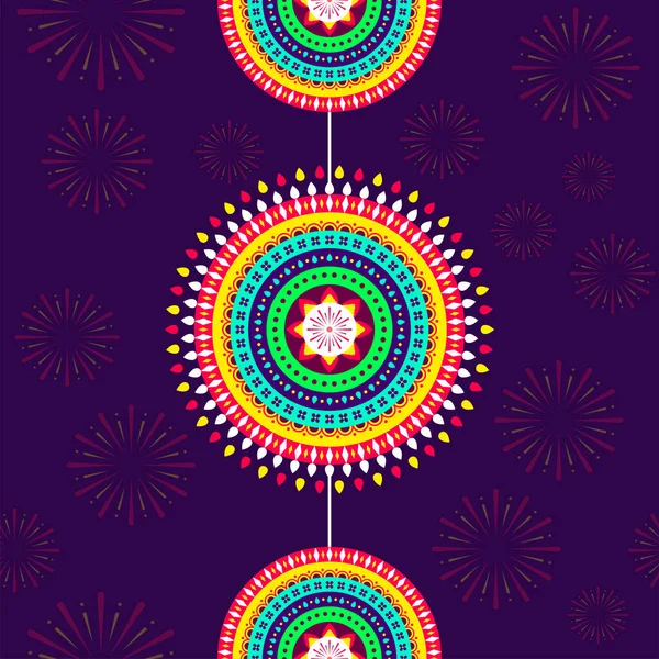 Mandala Colorido Cuelga Del Fondo Del Patrón Fuegos Artificiales Púrpura — Archivo Imágenes Vectoriales