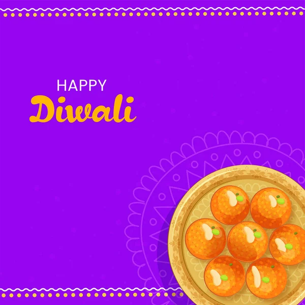 Happy Diwali Celebration Konzept Mit Draufsicht Goldener Teller Mit Indischen — Stockvektor