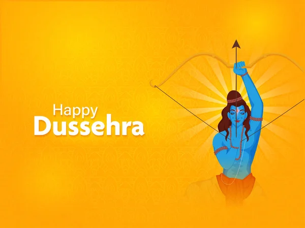 Mutlu Dussehra Kutlama Kavramı Hindu Mitolojisi Lord Rama Nın Portakal — Stok Vektör