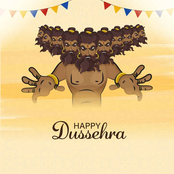 Glad Dussehra Firande Koncept Med Demon Ravana Karaktär Angrepp Pose — Stock vektor
