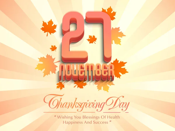 Thanksgiving Day viering poster met datum. — Stockvector
