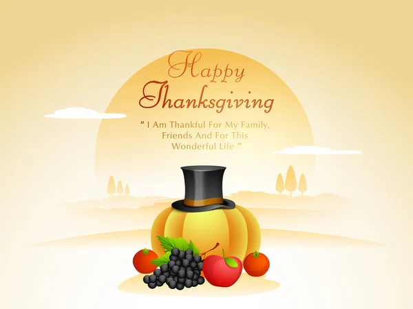 Poster design for Happy Thanksgiving Day celebration. — Stock Vector