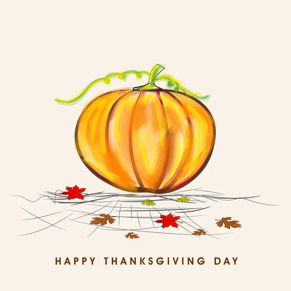 Thanksgiving day viering met pompoen en maple leaf. — Stockvector