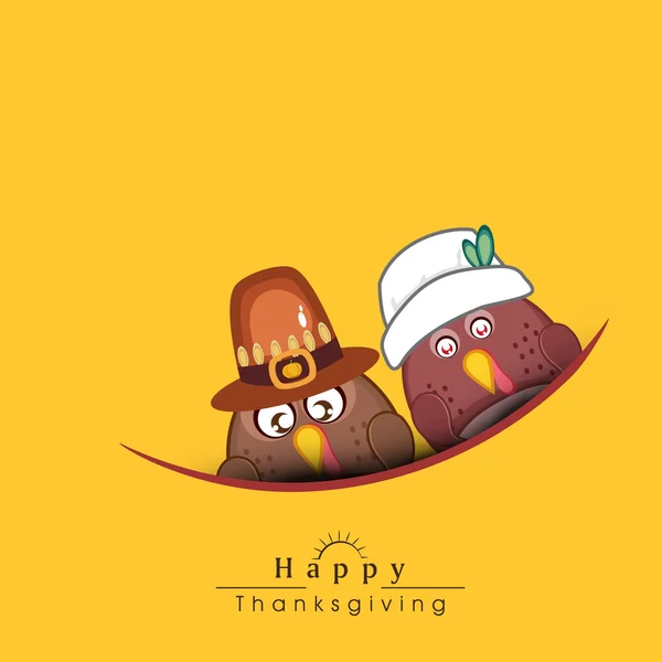 Happy Thanksgiving Day celebration concept with turkey birds. — Stock Vector