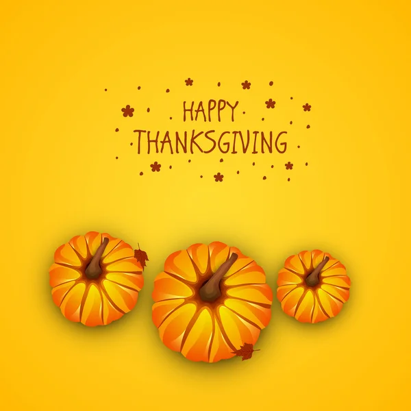 Celebration of thanksgiving day with pumpkins and stylish text. — Stock Vector