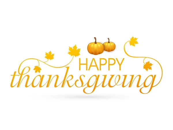 Thanksgiving day celebration with pumpkin and stylish text. — Stock Vector