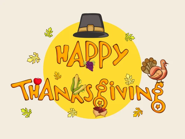 Thanksgiving day celebration with stylish text. — Stock Vector