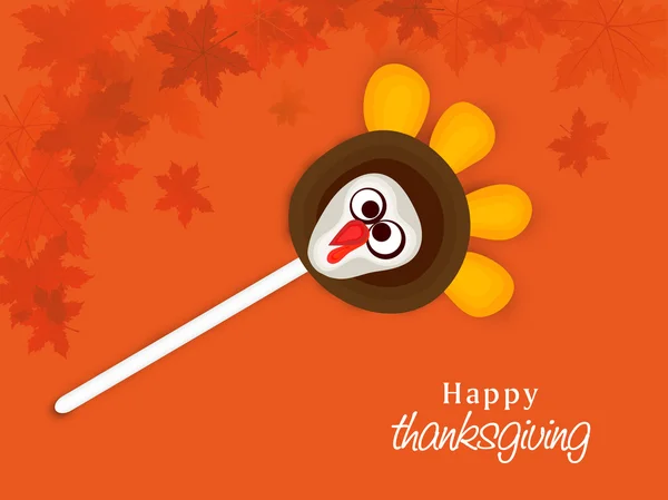 Thanksgiving day celebration with turkey lollipop. — Stock Vector