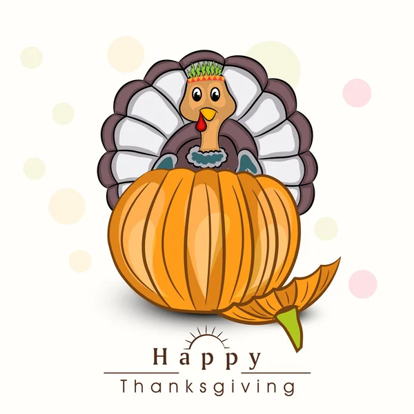 Fête de Thanksgiving avec tortue et citrouille . — Image vectorielle