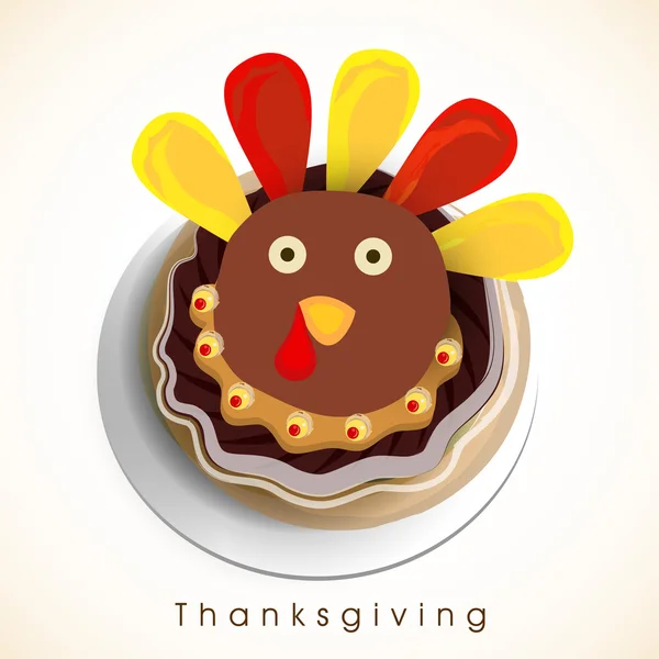 Thanksgiving day celebration with turkey cupcakes. — Stock Vector