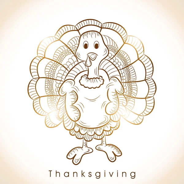 Thanksgiving day celebration with floral decorated shiny turkey — Stock Vector