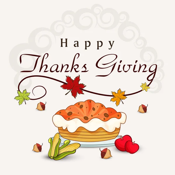 Thanksgiving day celebration with stylish text. — Stock Vector