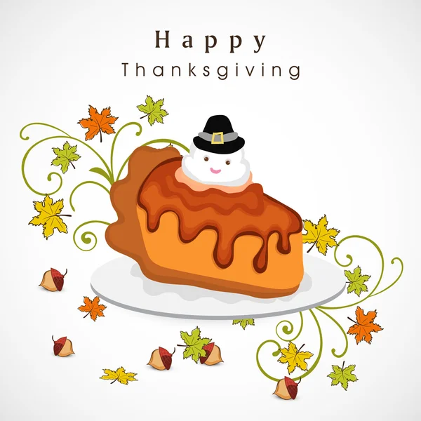 Celebración del día de Acción de Gracias con pastel . — Vector de stock