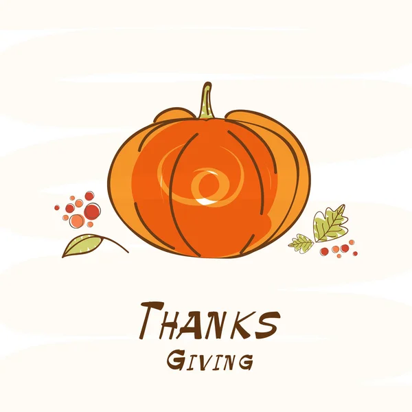 Thanksgiving day celebration with stylish text and pumpkin. — Stock Vector