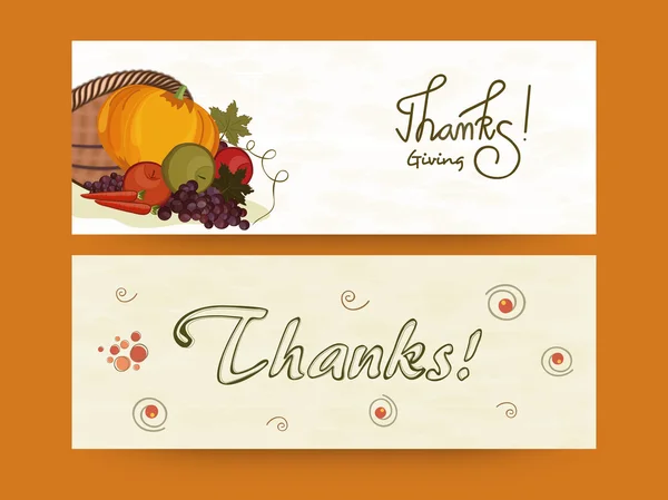 Concept of Thanksgiving website header or banner. — Stock Vector