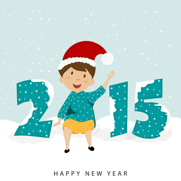 New Year celebration with cartoon boy.. — Stock Vector