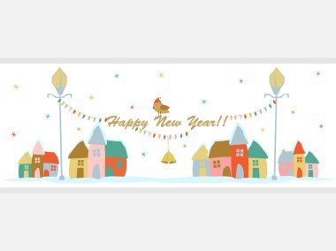 Mutlu yeni yıl kutlama poster tasarımı.